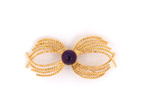 22778 - SOLD - Gold Amethyst Twisted Wire Bow Pin