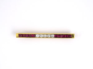 23016 - Chalson Gold Ruby Diamond Bar Pin