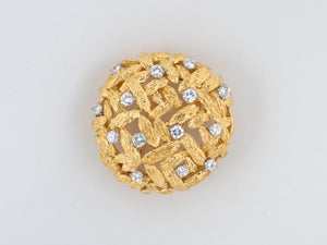 23058 - Circa1960s Mauboussin Gold Platinum Diamond Pin