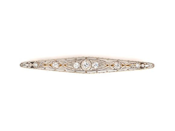 23142 - Edwardian Platinum Gold Diamond Pin