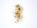 23199 - Circa 1960 Gold Platinum Turquoise Diamond Flower Pin