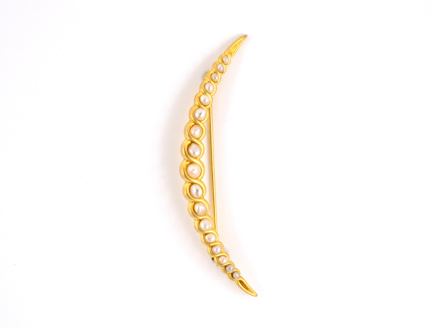 23217 - Art Nouveau Baroque Gold Pearl Moon Pin