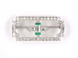 23226 - Art Deco Platinum Diamond Emerald Pin