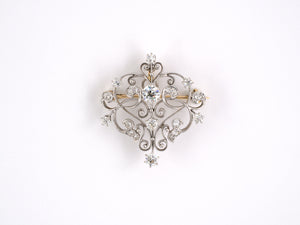 23235 - Edwardian Platinum Diamond Scroll Pin Pendant