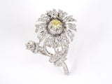 23237 - Art Deco Platinum GIA Fancy Intense Yellow Diamond Flower Clip Pin