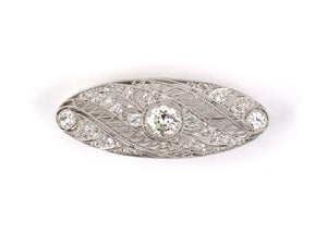 23259 - Edwardian Black Starr Frost Platinum Diamond Filigree Pin