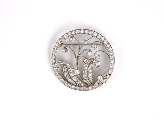 23261 - Circa 1950 Platinum Diamond Circle Pin