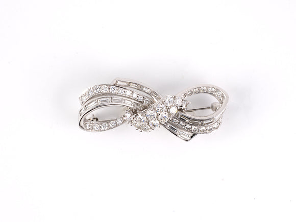 23262 - Platinum Diamond Chalson Bow Ribbon Pin