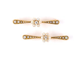 23300 - SOLD - Victorian Gold Diamond Pearl 1/2-Pearl Lingerie Pair Of Bar Pins