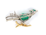 23314 - Circa 1950s Oscar Heyman J E Caldwell Platinum Gold Emerald Diamond Bird Pin