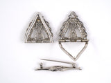 23320 - Platinum Diamond Open Work Art Deco Pin Clips With 18k Wg Frame 18 Marquise Dias Est 1.70 Cts, 126 Dias Est