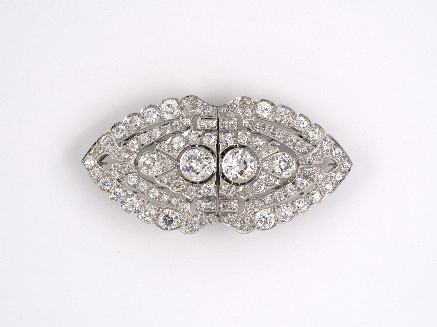 23321 - Art Deco Platinum Diamond Pin Clips