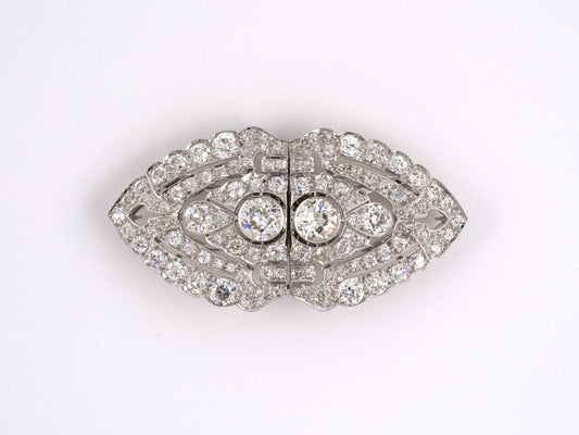 23321 - Art Deco Platinum Diamond Pin Clips
