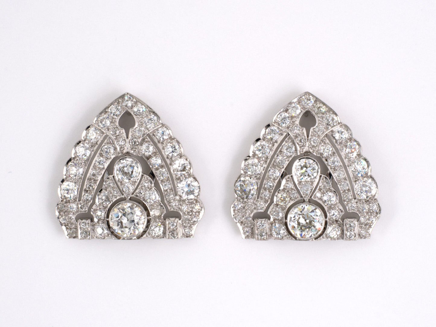 23321 - Art Deco Platinum Diamond Pin Clips