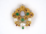 23329 - Art Nouveau Circa 1901 Tiffany Paulding Farnham Gold Diamond Pearl Emerald Ruby Pin