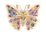 23339 - Circa 2002 Oscar Heyman Gold Platinum Sapphire Diamond Emerald Butterfly Pin