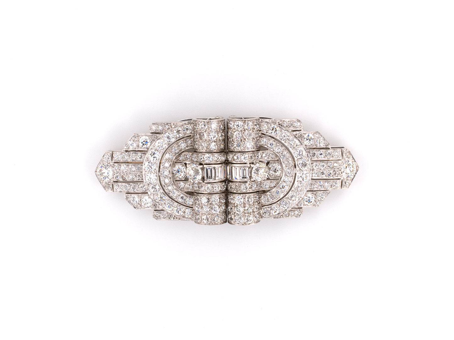 23350 - SOLD - Art Deco Platinum Diamond Pin Clips