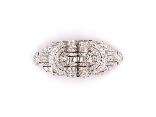 23350 - SOLD - Art Deco Platinum Diamond Pin Clips