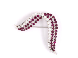 23370 - Circa 1960 Platinum Ruby Diamond Pin