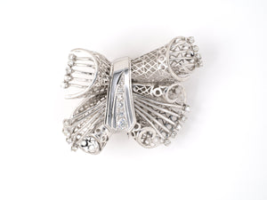 23375 - Van Cleef & Arpels Retro Palladium Diamond Honeycomb Pin