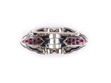 23379 - Art Deco Platinum Diamond Ruby Pin