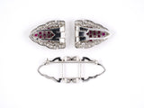 23379 - Art Deco Platinum Diamond Ruby Pin