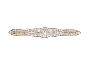 23392 - Edwardian Platinum Diamond Filigree Bar Pin