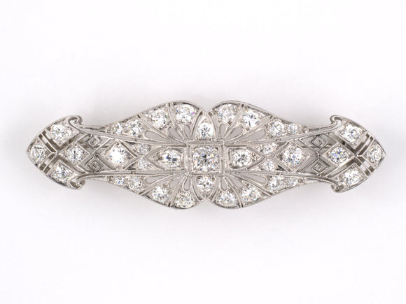 23446 - Art Deco Platinum Diamond Filigree Pin