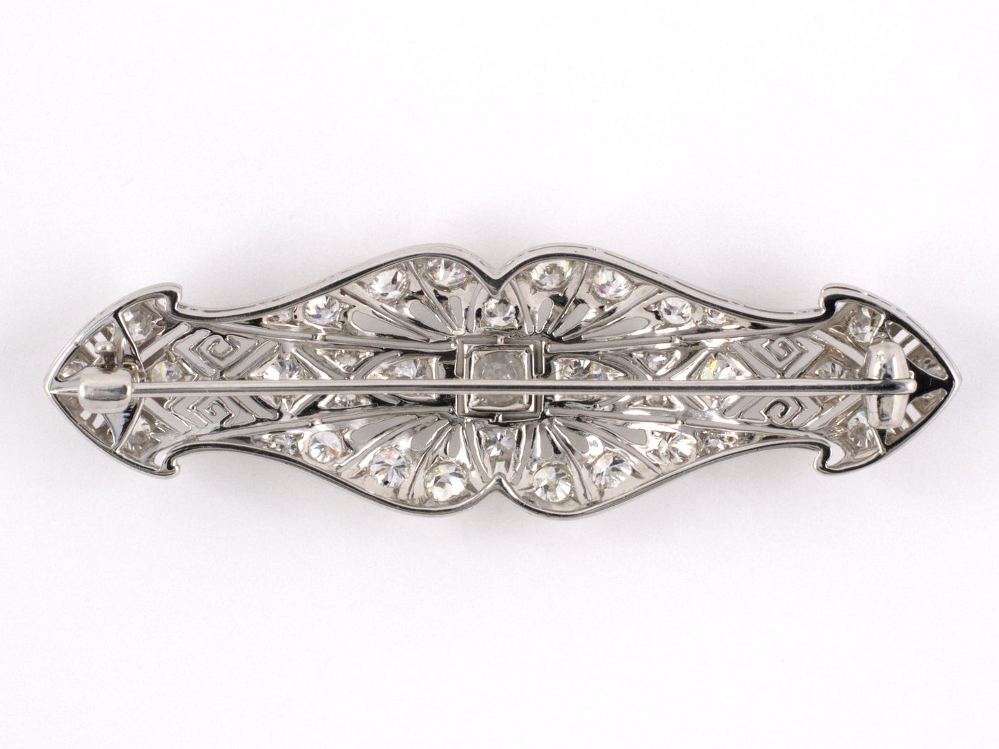 23446 - Art Deco Platinum Diamond Filigree Pin