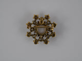 23560 - Victorian Gold GIA Natural Baroque Pearl Diamond Circle Pin Pendant