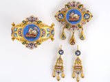 52875 - Victorian Etruscan Revival Gold Dove Floral Micro Mosaic Earrings