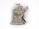 23630 - Art Deco Platinum Diamond Emerald Onyx Windmill Pin