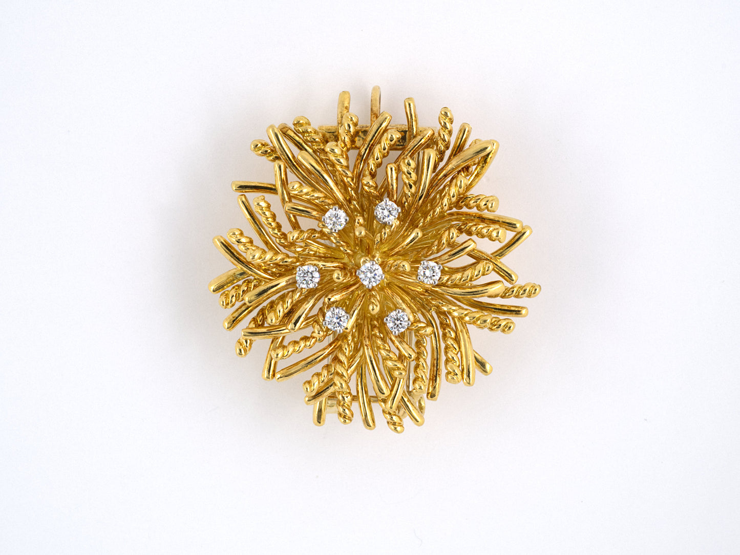 23683 - Circa 1960 Tiffany Gold Platinum Diamond Thistle Pin