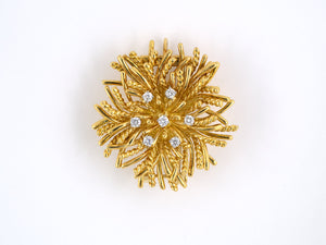 23683 - Circa 1960 Tiffany Gold Platinum Diamond Thistle Pin