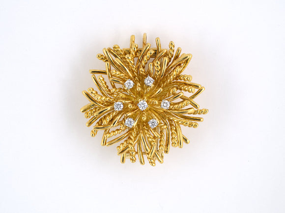 23683 - Circa 1960 Tiffany Gold Platinum Diamond Thistle Pin