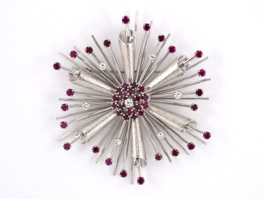23723 - Retro Gold Diamond Ruby Pin