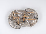 23758 - Retro Circa 1945 Platinum Diamond Swirl Pin Clips