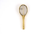 23803 - Circa 1970s Kurt Gaum Gold Diamond Pearl Tennis Racket Pin