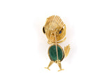 23805 - Gold Cabochon Emerald Sapphire Bird Duck Pin
