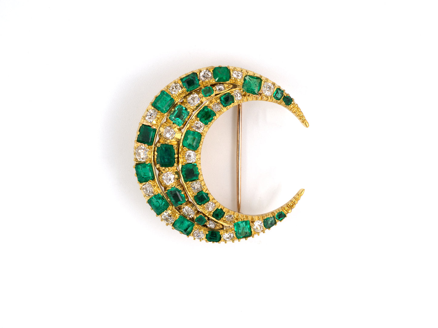 23816 - Victorian Gold Emerald Diamond Pin