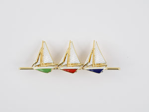 23829 - Circa:1950s Sloan & Co Gold Enamel RegattaSailboat Pin