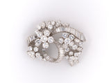 23848 - Platinum GIA Diamond Cluster Spray Ribbon Bow Pin