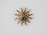 23866 - SOLD - Gold Diamond Sunburst Pin