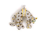 23897 - Gold Diamond Sapphire Emerald Onyx Panther Pin Pendant