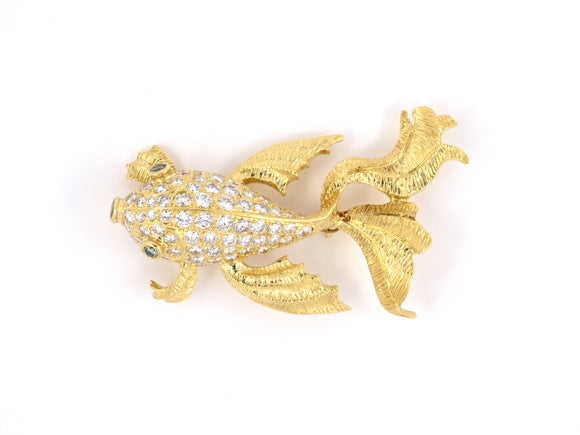 23899 - SOLD - Gold Diamond Koi Fish Pin