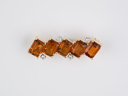 23902 - SOLD - Circa 1970s Cresarrow Gold Platinum Citrine Diamond Bar Pin
