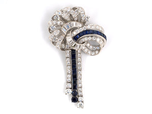 23915 - SOLD - Circa 1950s Platinum Diamond Sapphire Pin