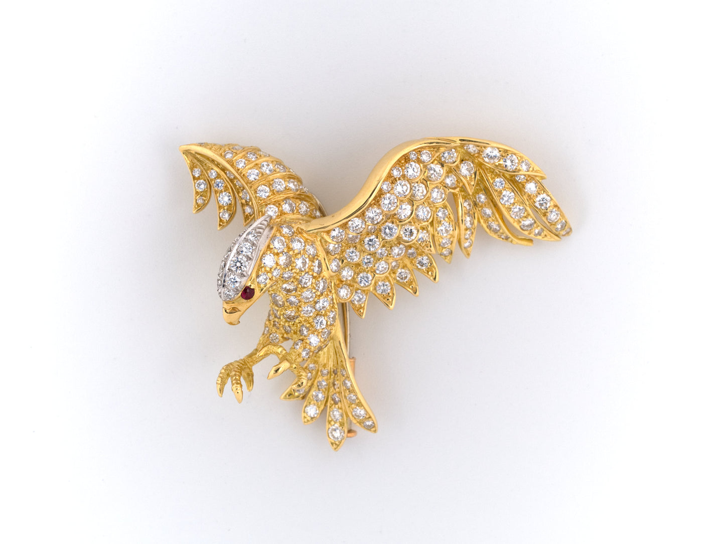 23923 - Gold Diamond Ruby Eagle Pin