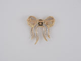 23949 - Gold Diamond Ribbon Bow Pin