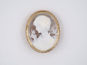 23954 - Art Deco Gold Shell Cameo Pin Pendant